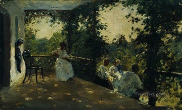 テラスで 1908 1 イリヤ・レーピン Oil Paintings